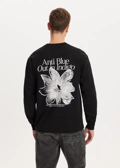 T-shirt met print indigo zwart (ZWART)
