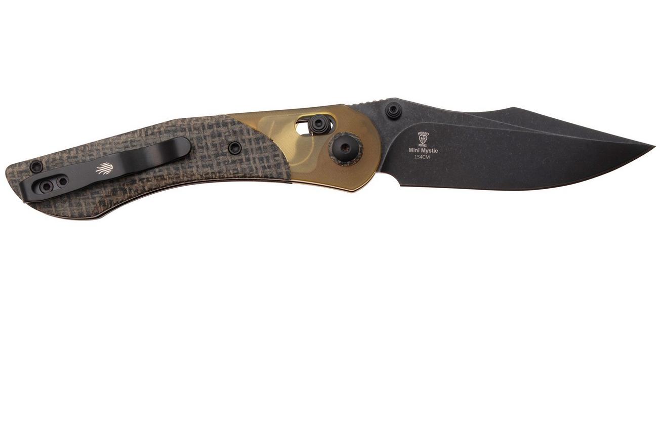 Kizer Vanguard Mini Mystic V3636C1 Blackwashed 154CM, Burlap Micarta Ultem Bolster, zakmes, Paul Munko design