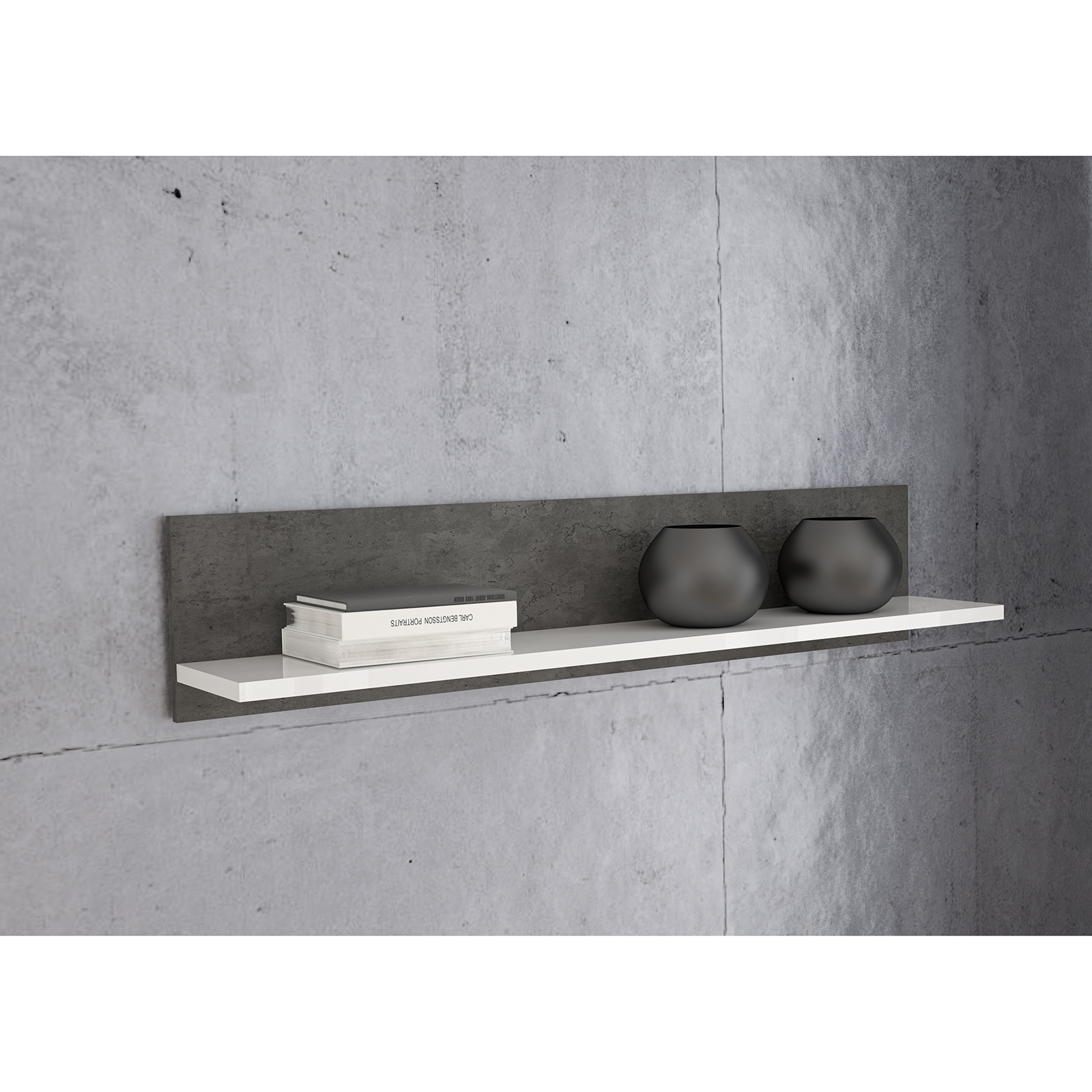 Wandboard - Betonoptik - weiß - 125 cm breit