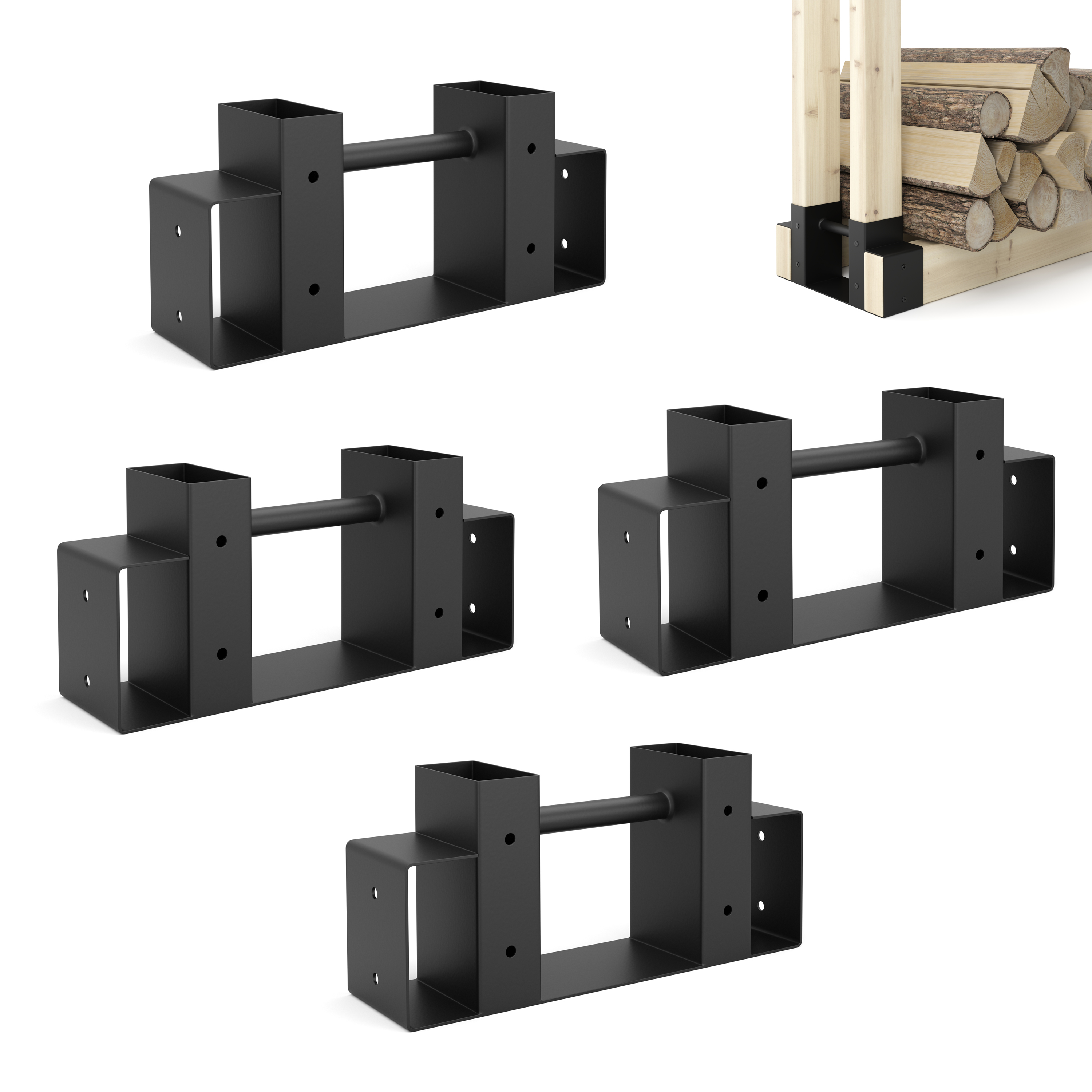 Holzstapelhilfe 4er Set schwarz