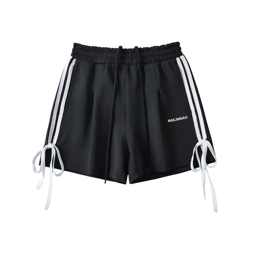 Asiris - Wijde shorts met hoge taille, strepen en strikaccent
