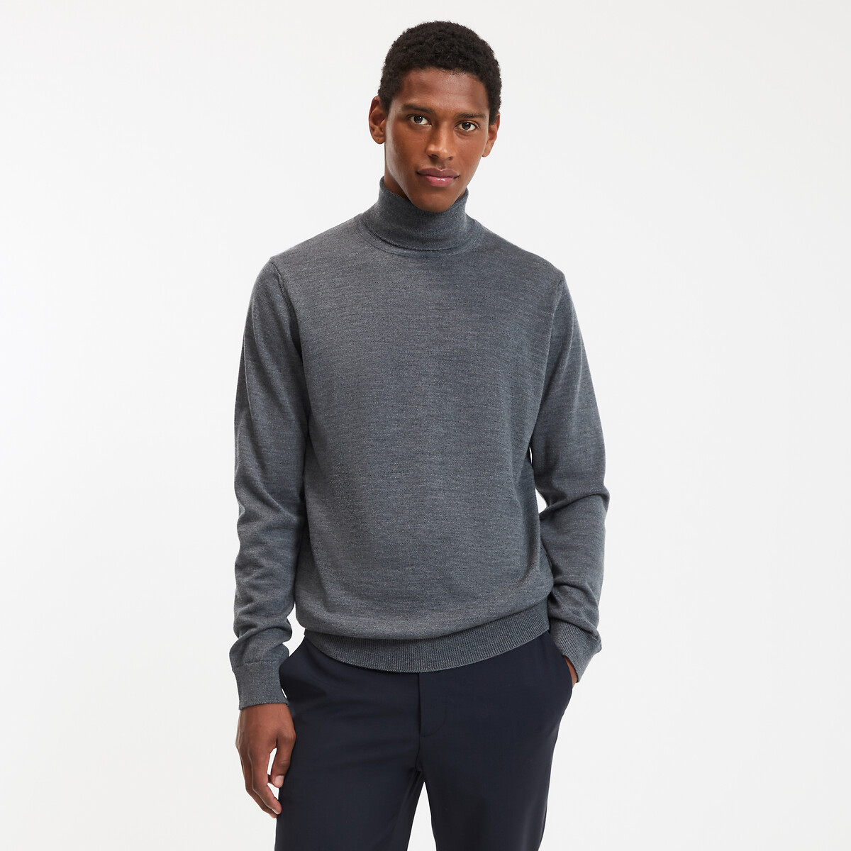 COLEÇÕES LA REDOUTE<br>Suéter de gola alta em lã merino, fabricado na Europa
