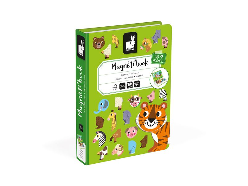 Janod Beschäftigungsspielzeug Magnetbuch Tiere Magnetisches Lernspiel