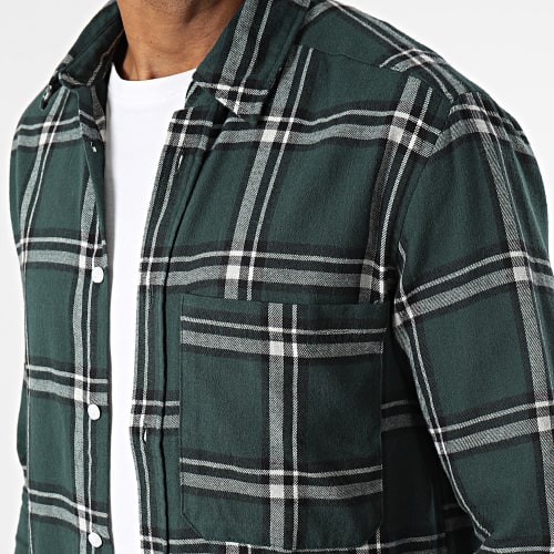 Chemise Manches Longues A Carreaux Stone Life Vert Foncé
