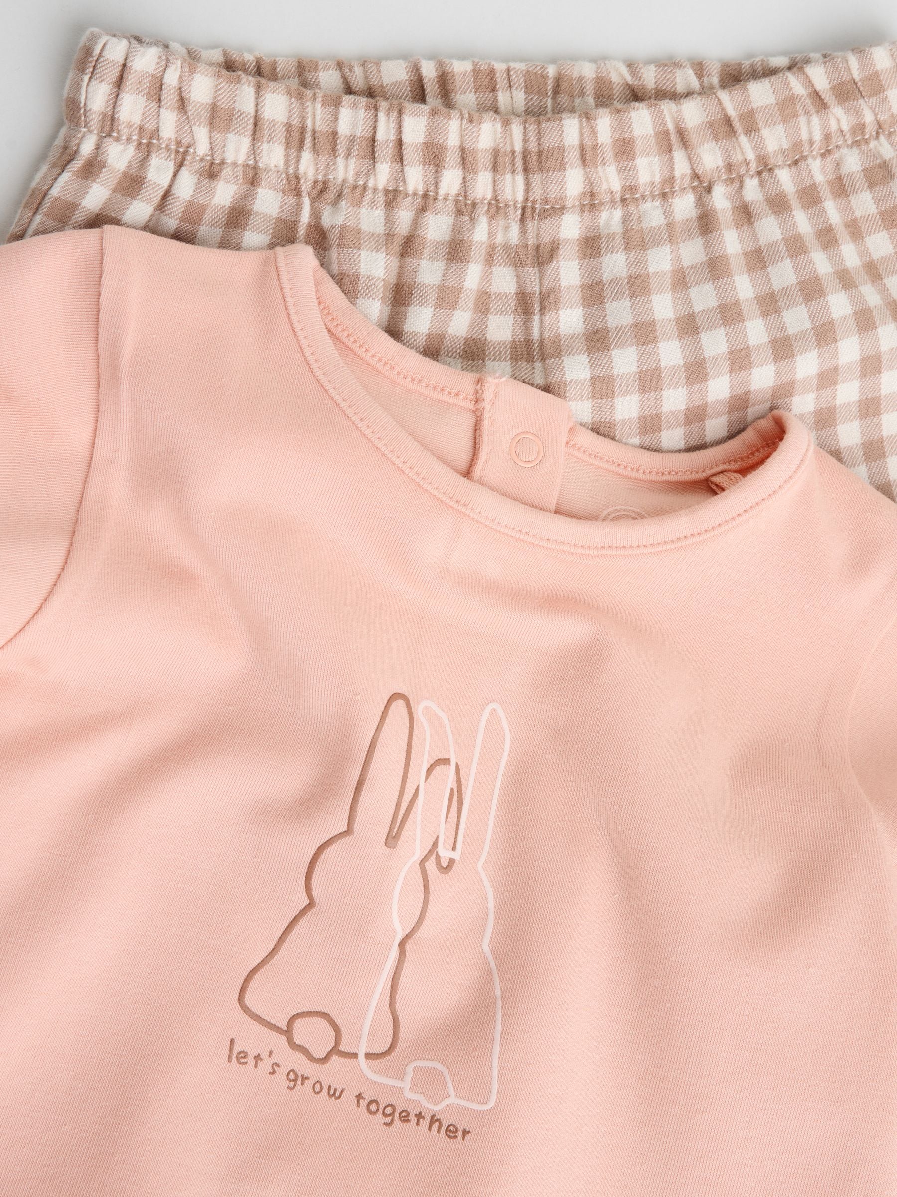 Roze/naturel gingham - 2 -delige Babyset van peplum top met Lange mouwen en Broeken (0mnd -2jr)