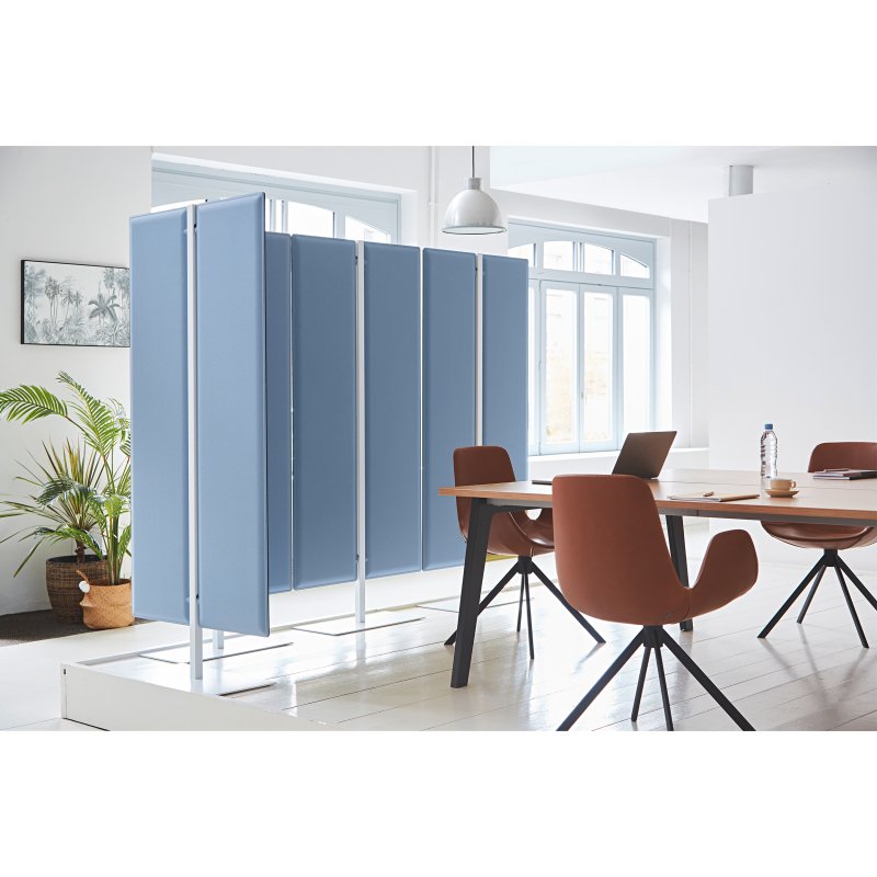 Cloison ECLA acoustique Hauteur 180 cm sur pied métal blanc