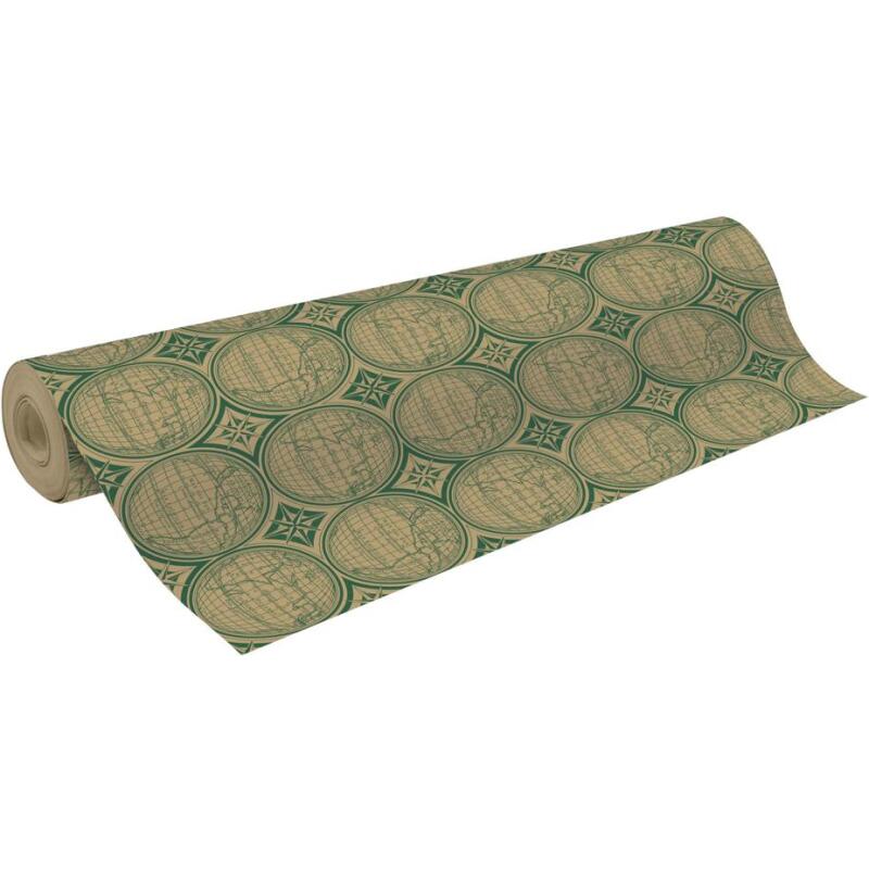 Kraft brut 70g, rl 50x0,70m Planisphère - Vert