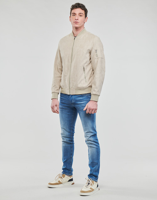Jack & Jones - JJEROCKY FAUX SUEDE BOMBER - Beige