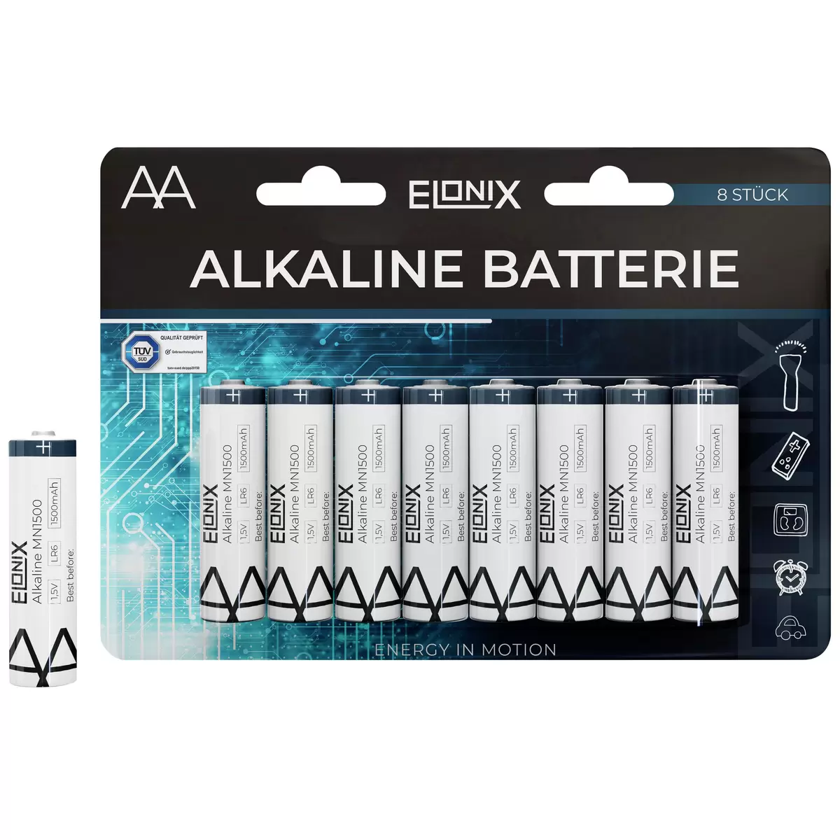 Batterie 8er Pack AA Elonix Alkaline