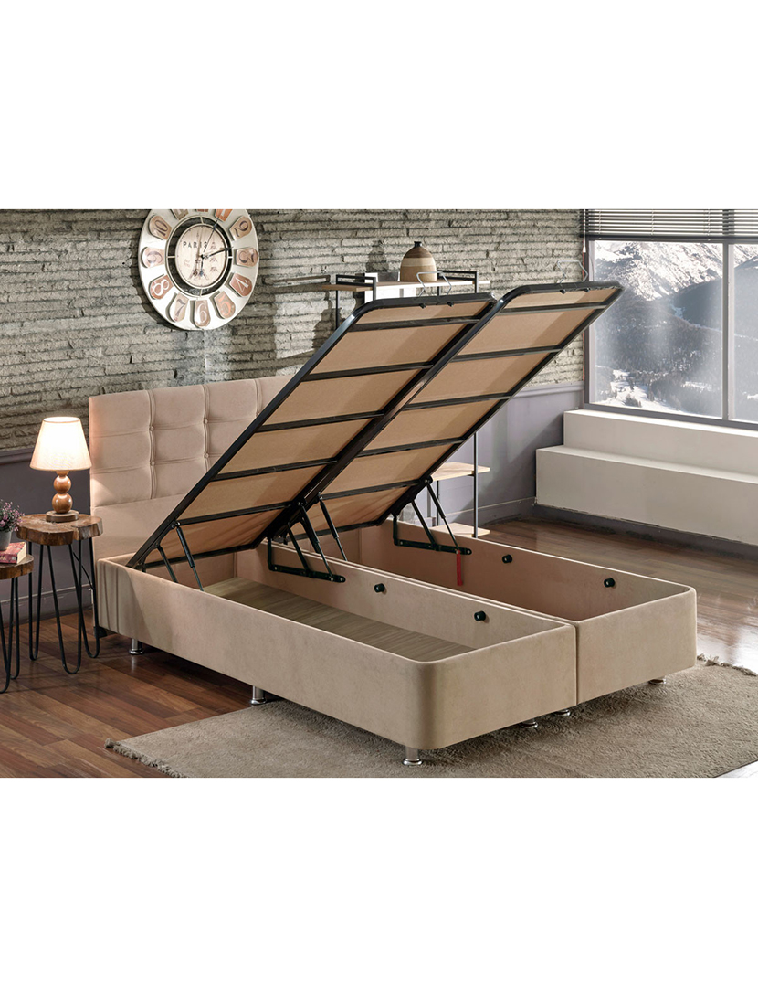 Bed base and headboard for single bed light brown