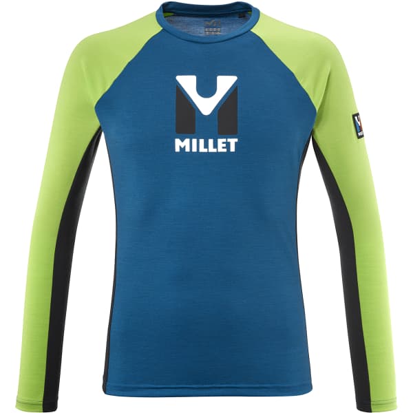 T-shirt randonnée MILLET TRILOGY LOGO WOOL TS LS M SKY DIVER/ACID GREEN