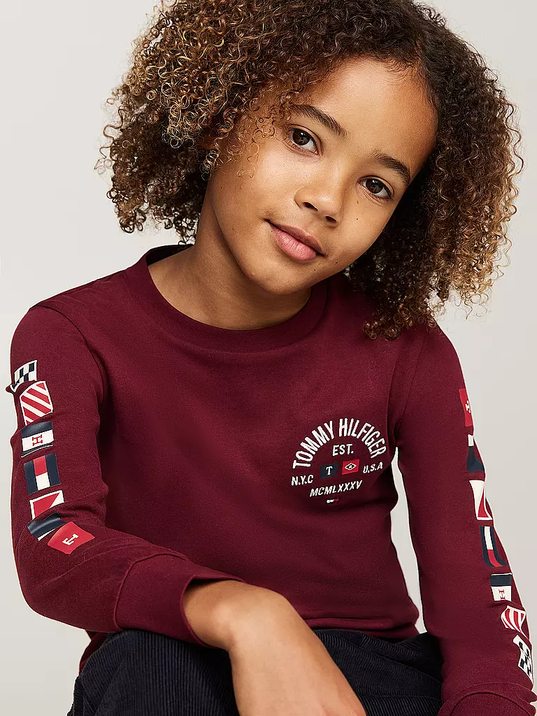 TOMMY HILFIGER Jungen Langarmshirt dunkelrot