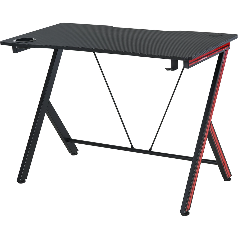HOMCOM Gamingtisch mit Headset-Haken und Getränkehalter schwarz