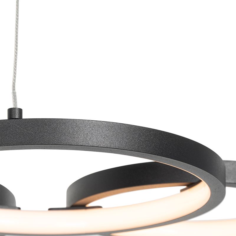 Hanglamp zwart incl. LED 3-staps dimbaar 3-lichts - Rondas