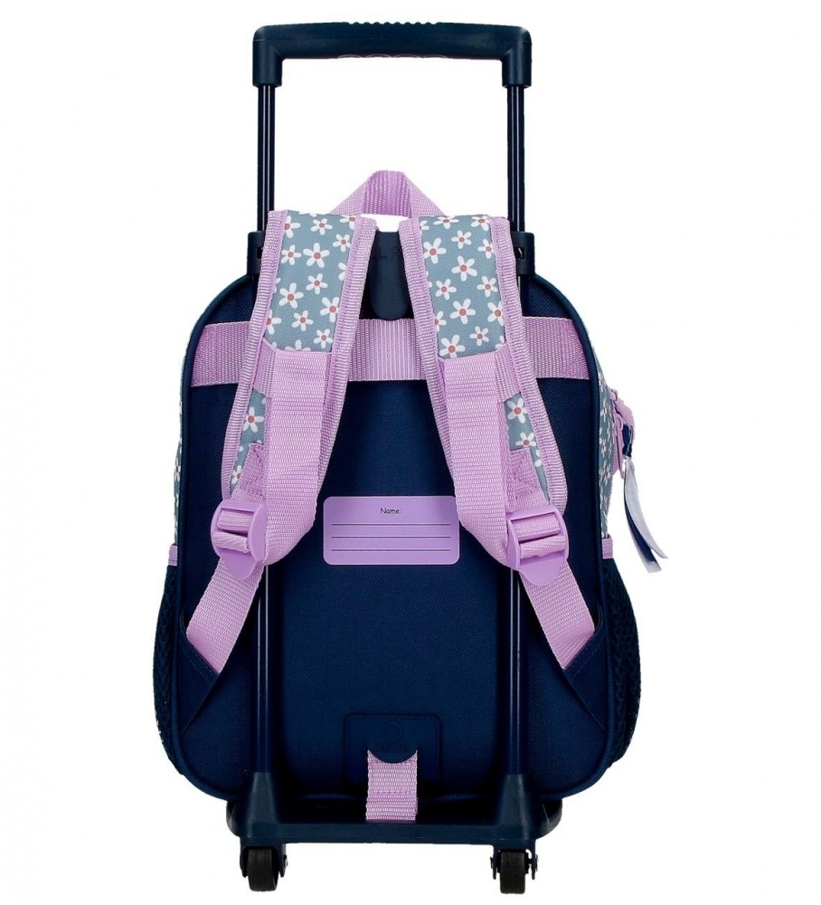 Mochila pré-escolar Disney estilo Minnie com rodinhas - Azul - 23x28x10cm -
