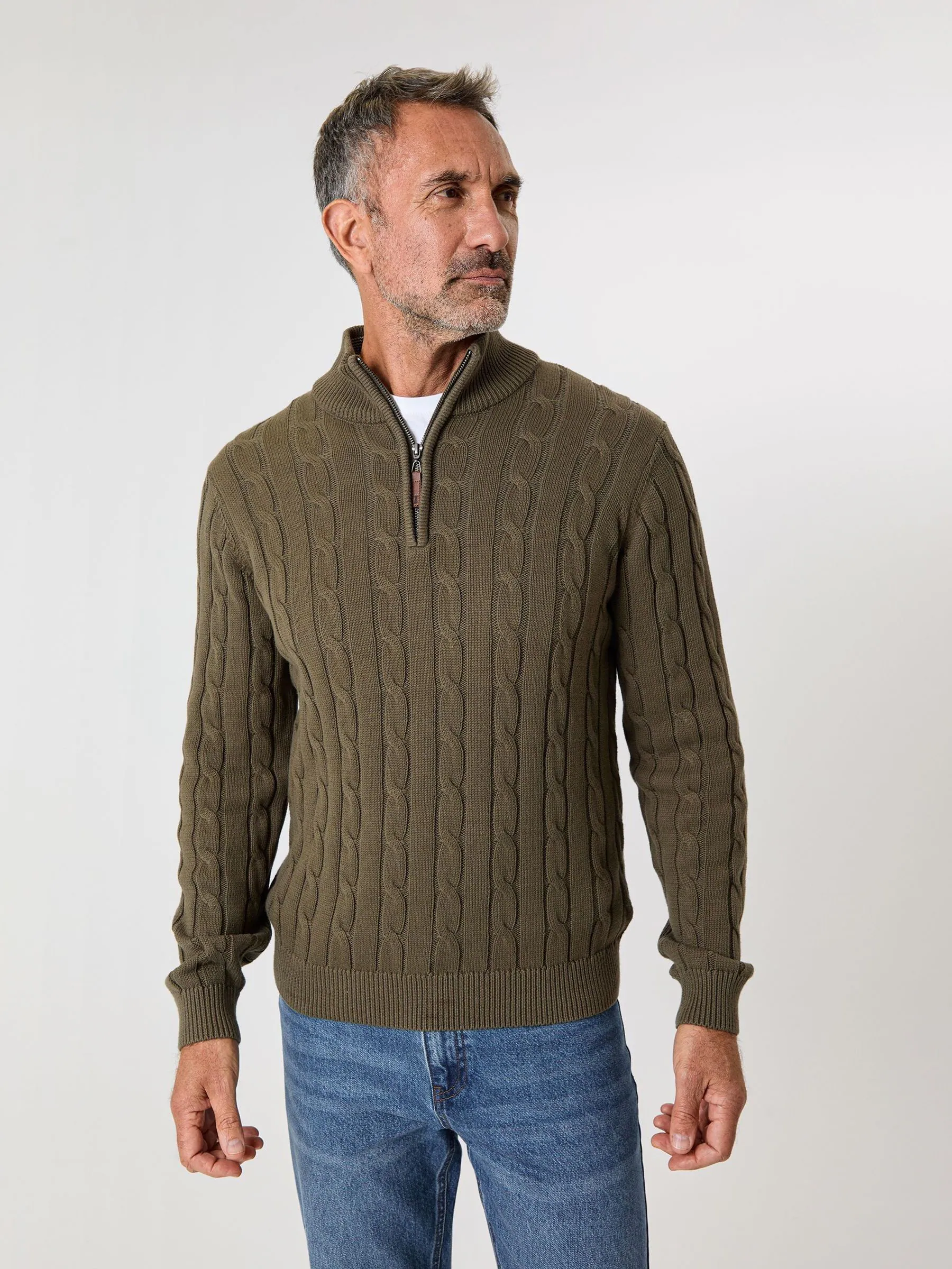 Groen - Saltwell Cable Knit Quarter Zip Jumper