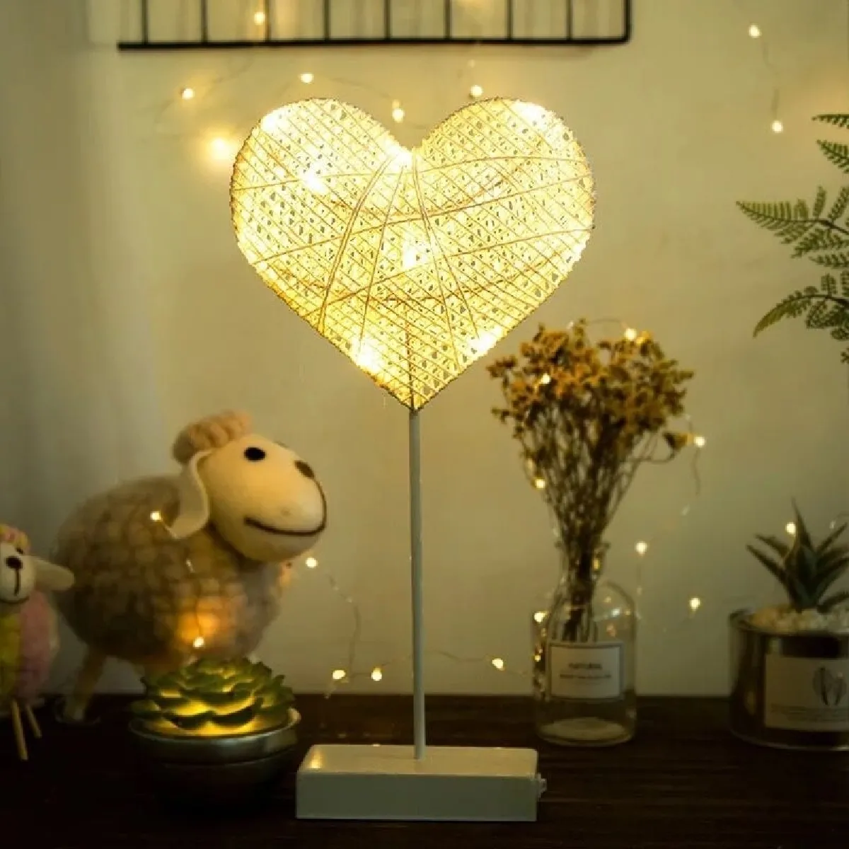 Wewoo Guirlande LED Rotin Coeur