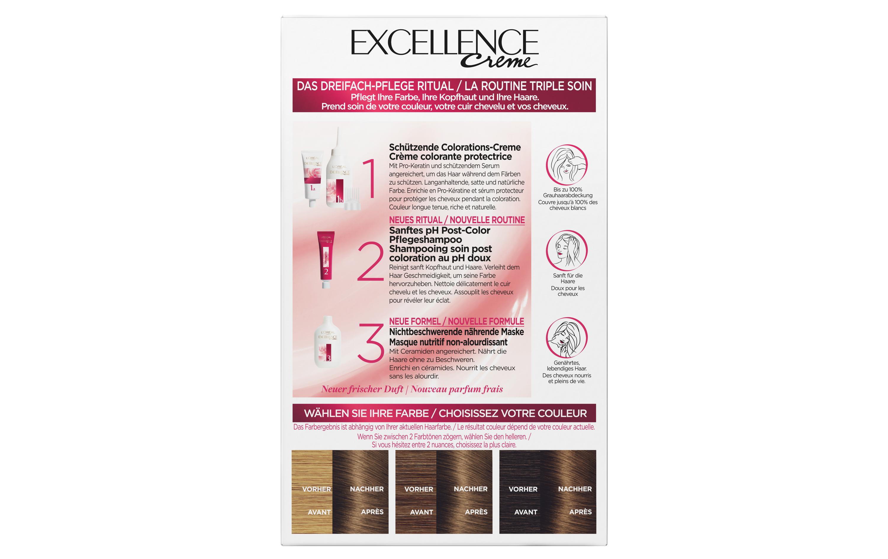 Haarcoloration 6 Dunkelblond3-fach Pflege-Coloration