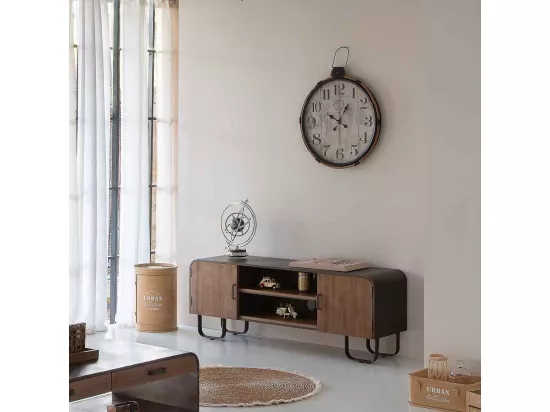 Horloge murale en bois noir 64x69x5h