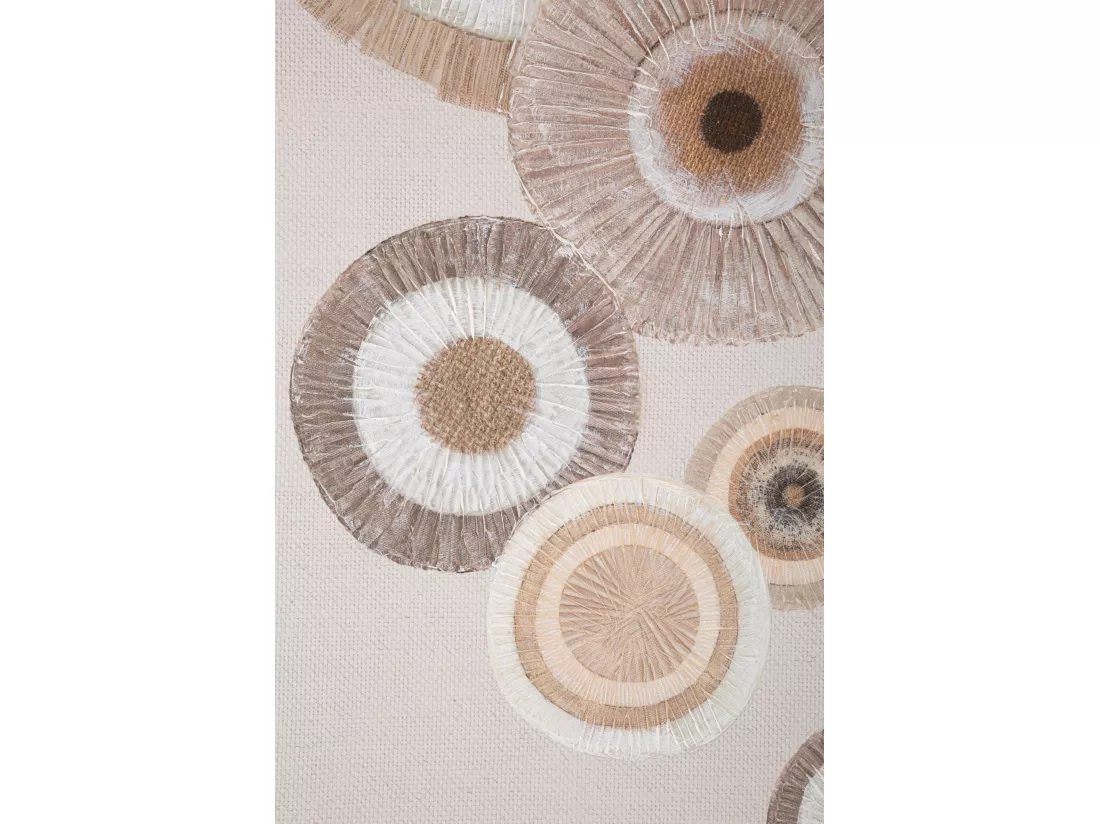 Tableau Toile sur Bois - Motifs Géométriques aux Tons Chaleureux avec Décors en Relief - 50x3,2x100 cm - Décoration Murale Élégante