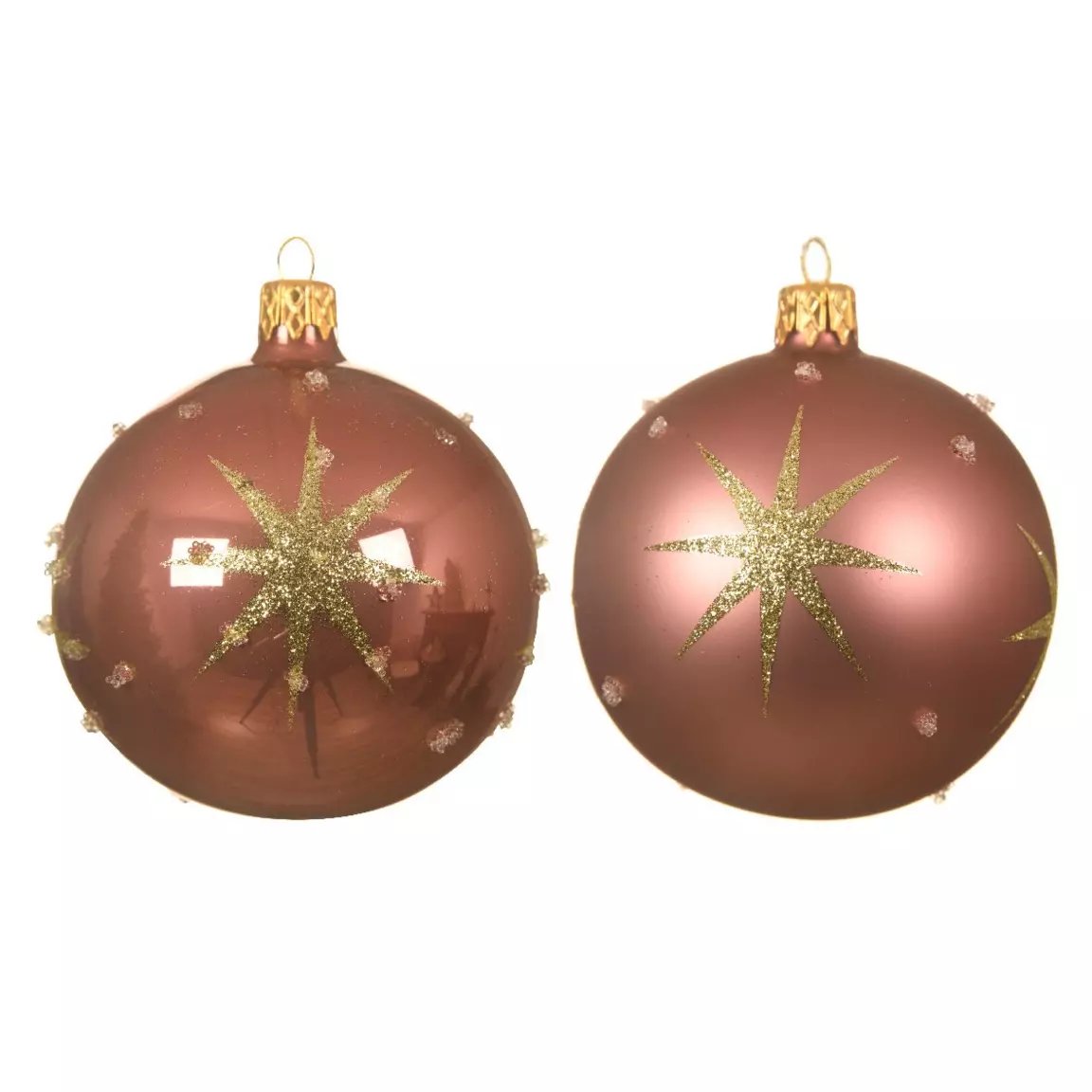 Lot de 6 boules de Noël en verre (D80 mm) Astre Vieux rose