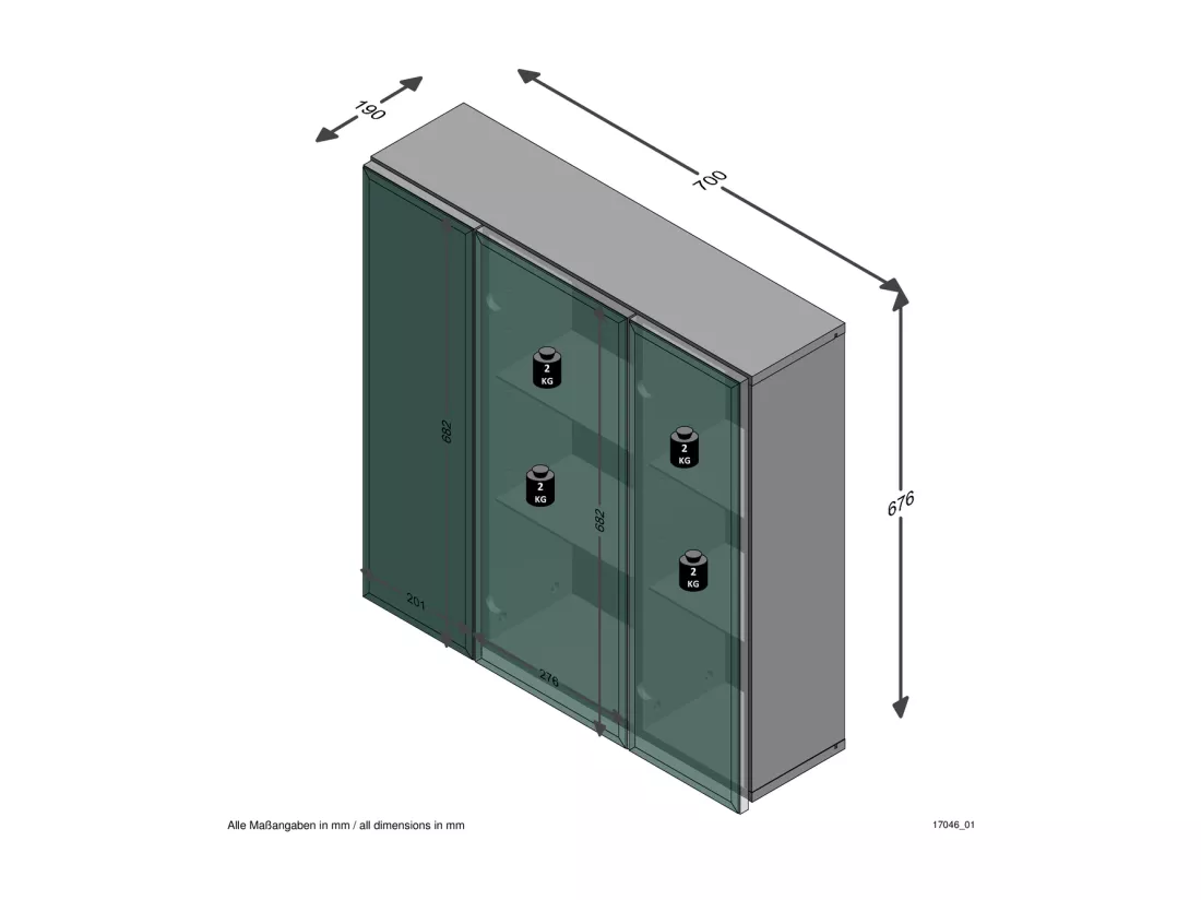Meuble Haut de Salle de Bain 3 Portes - Zamora