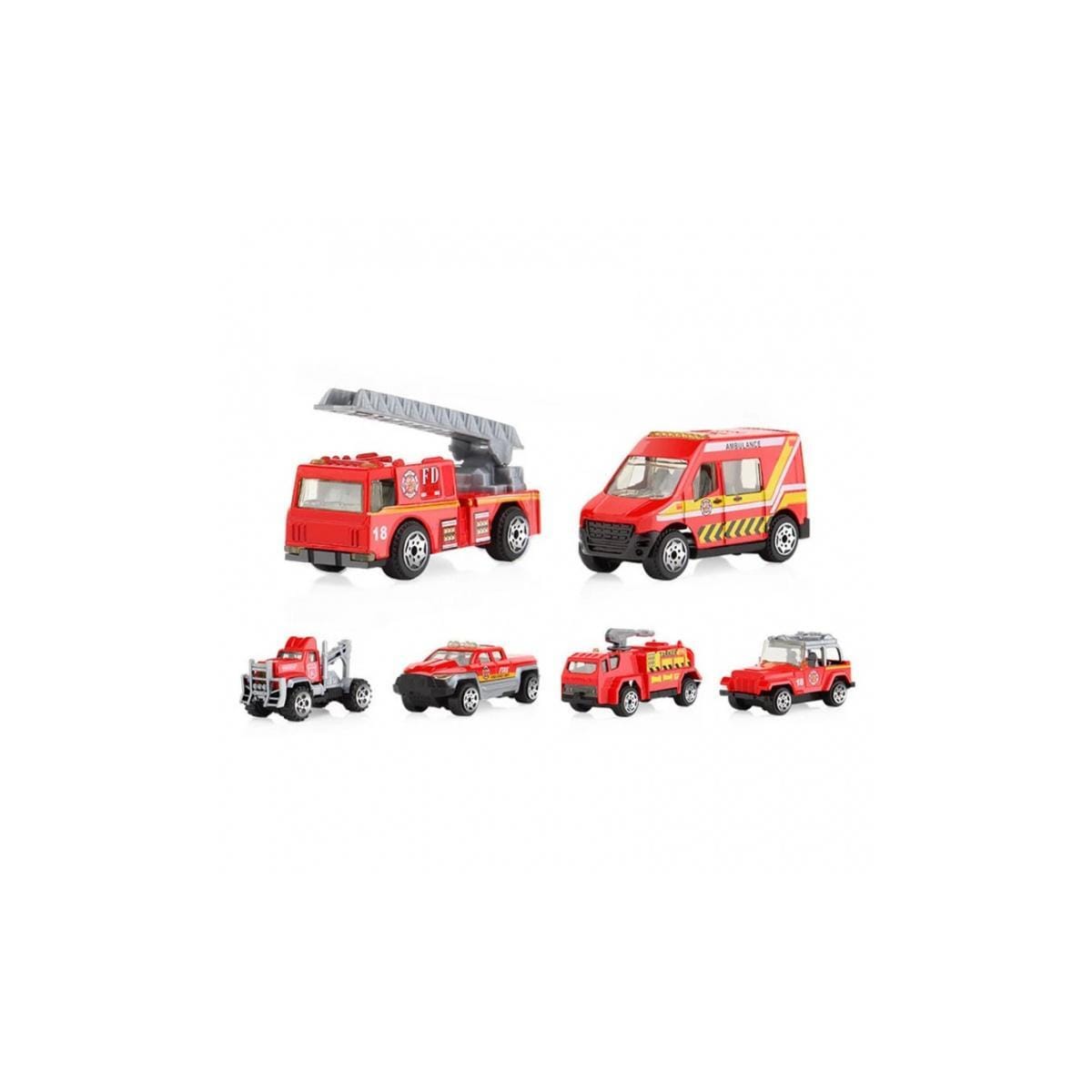 Set med 6st brandfordon bl.a. brandbil