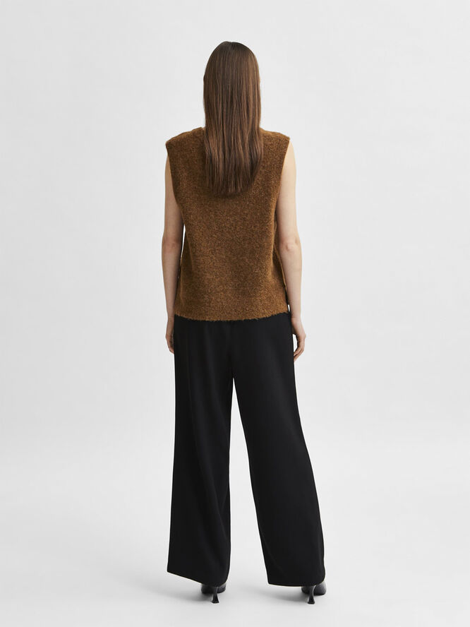 Selected Femme SLFTINNI-RELAXED MW WIDE PANT N NOO Sort