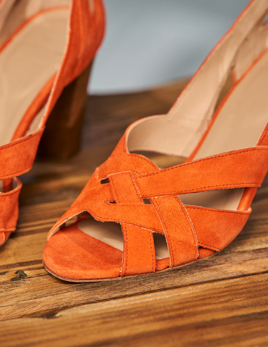 Sandales à talons Clémentine H - Suède orange