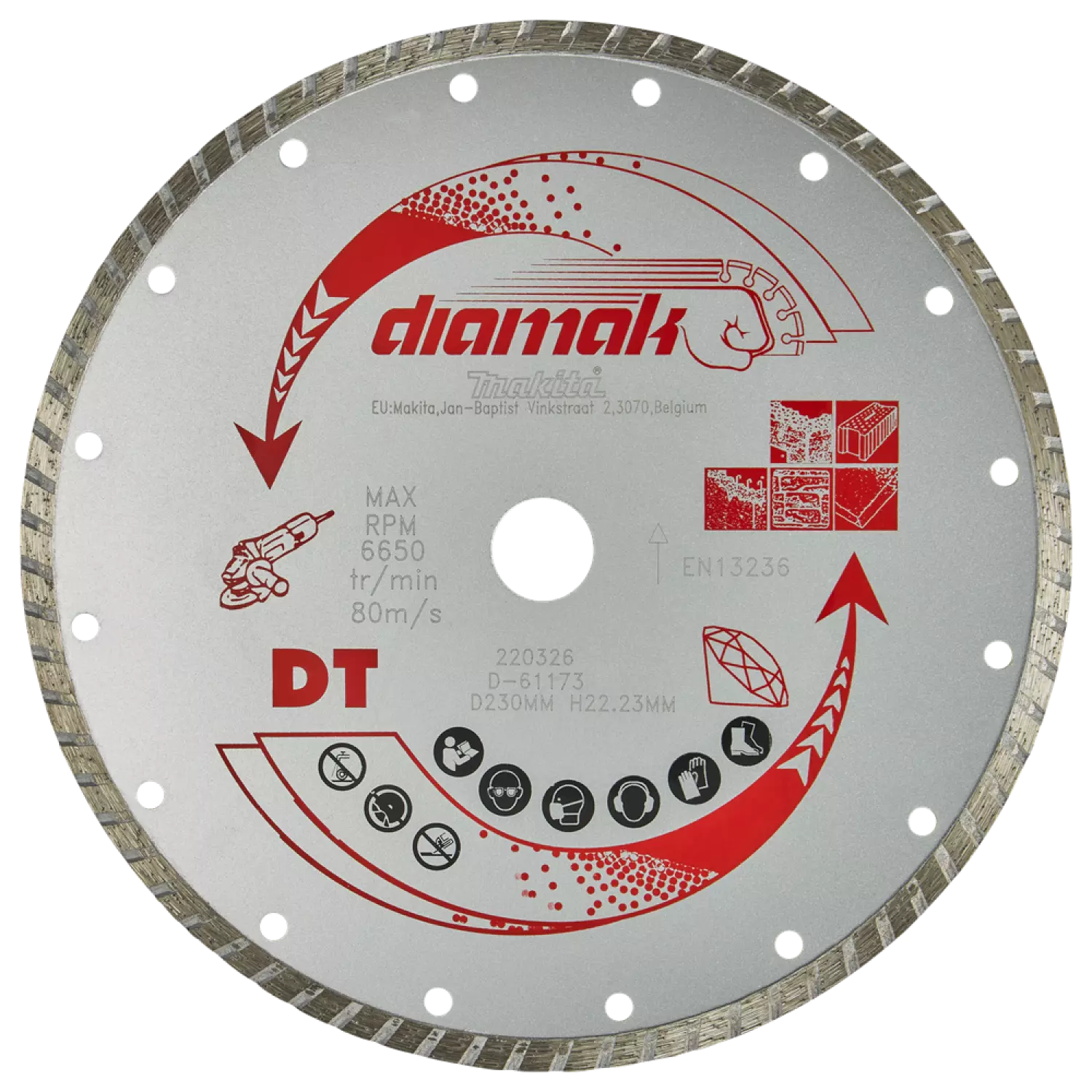 Makita D-61173 Turbo Diamantschijf - 230 x 22,2mm