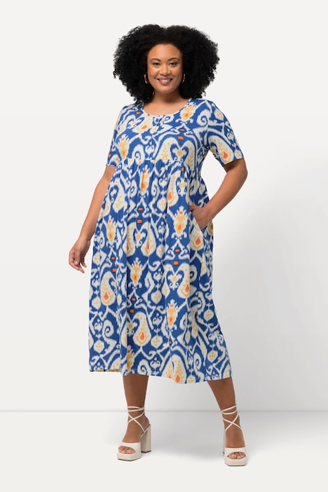 Jerseykleid, Paisley, A-Linie, Rundhals, Halbarm