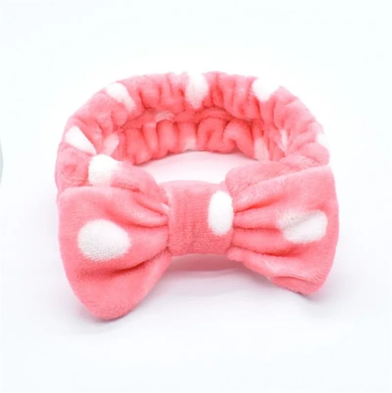 Miumi - Polka Dot Coral Fleece Gezichtsreiniger Hoofdband (Verschillende Ontwerpen)