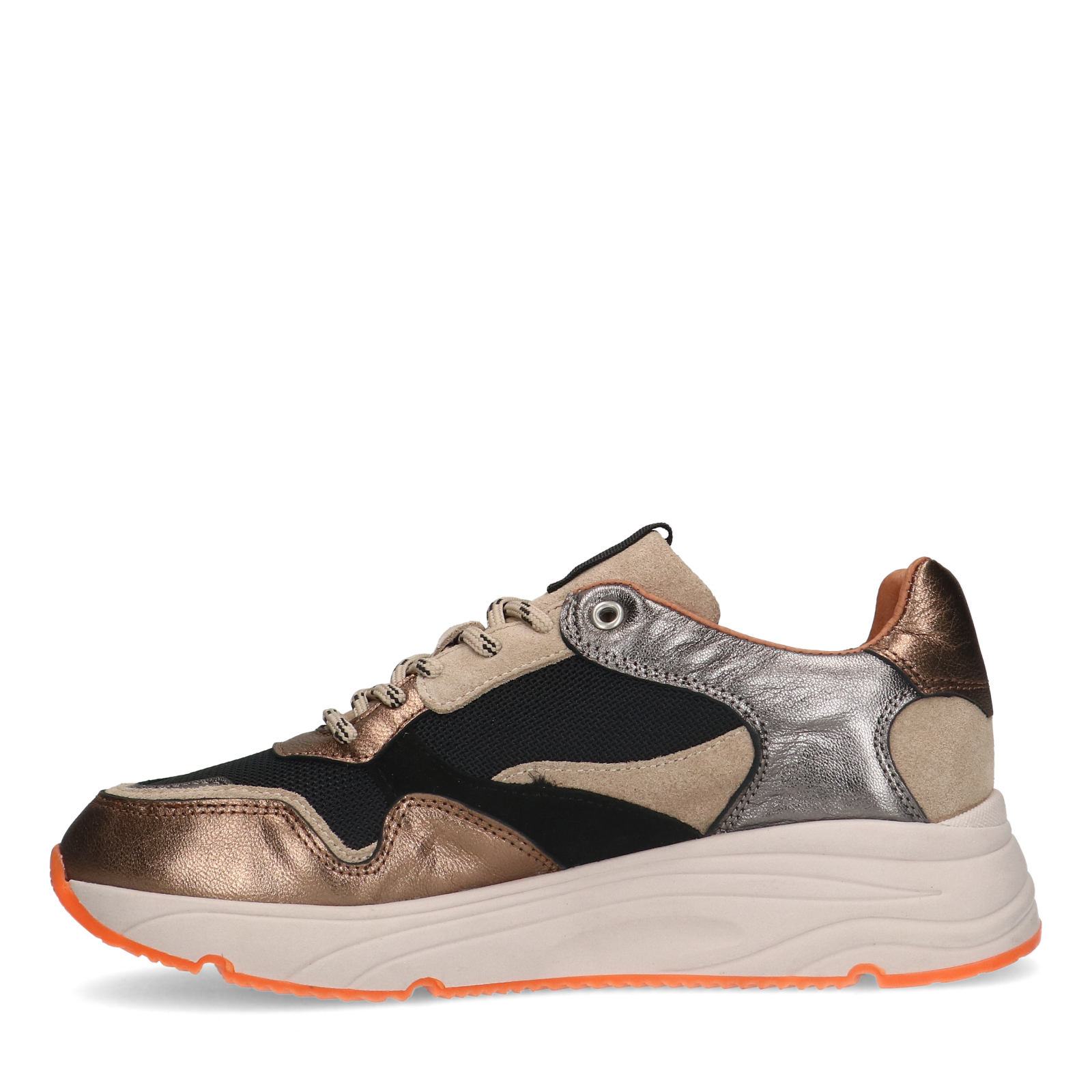 Bruine leren sneakers met mesh details