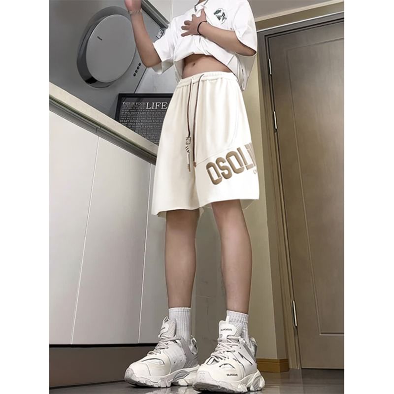 Giuliana - Sweatshorts met trekkoord en letterprint