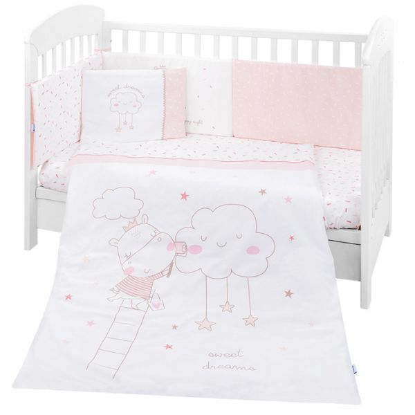 Kikkaboo Conjunto Jogo de Cama 6 Peças 70x140cm Hippo Dreams