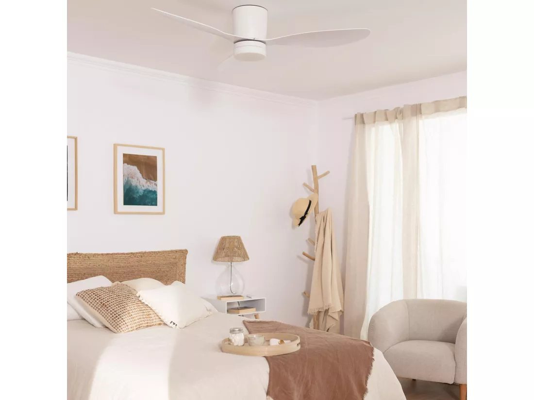 Ventilateur de Plafond Silencieux Weimar Blanc 132cm Moteur DC Télécommande Sans lumière