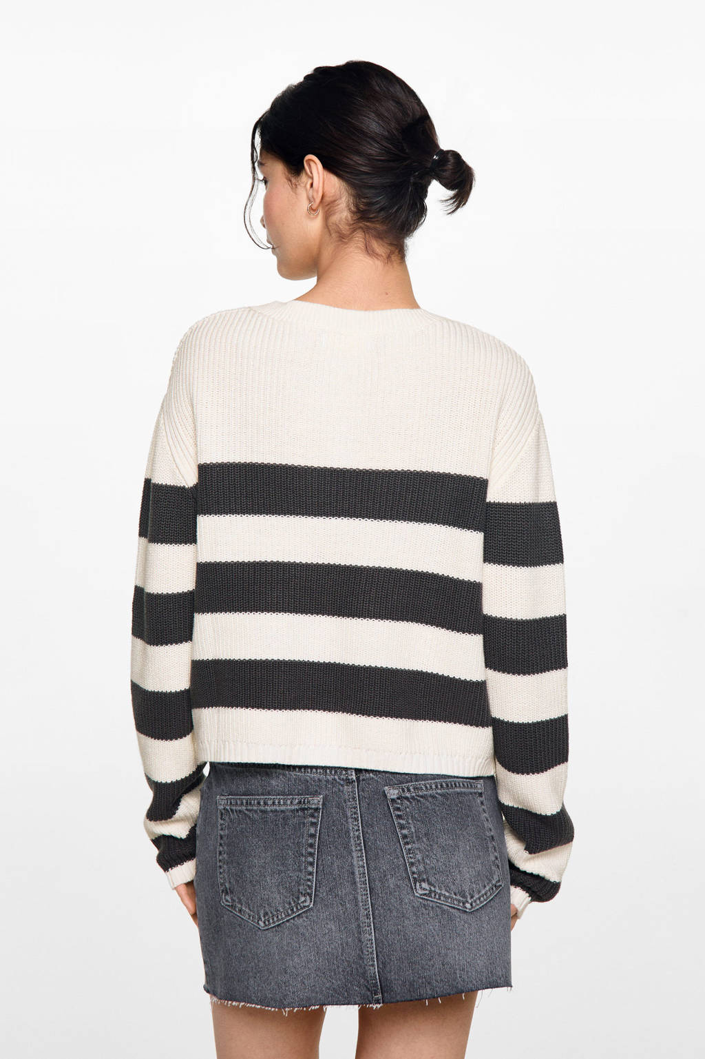 MANGO TEEN gestreepte trui naturel wit/grijs