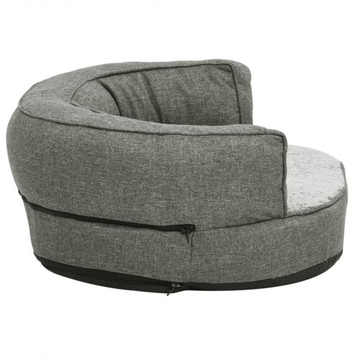 Sofá oval acolchoado para cães Vidaxl com almofada cinza