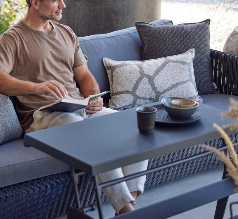 Cane-Line Chill-out salontafel dubbele hoogte enkelzijdig lava grey