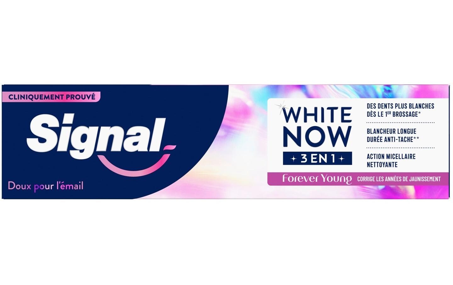 Zahnpasta White Now 3 in 1 Forever Young 75 mlZahncreme hilft, das Aussehen der Zähne zu verjüngen