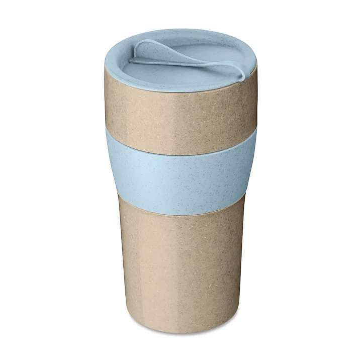 Koziol - AROMA TO GO XL Thermobecher mit Deckel, 700 ml, nature desert sand / nature flower blue