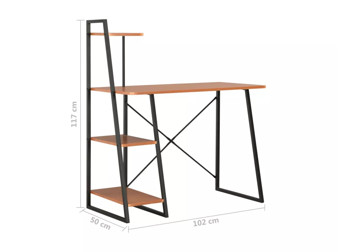 Bureau avec étagère Noir et marron 102x50x117 cm