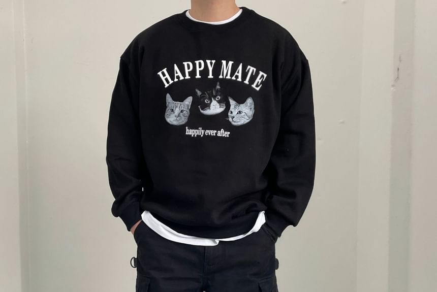 SeoulPop - Losse sweatshirt met kattenprint