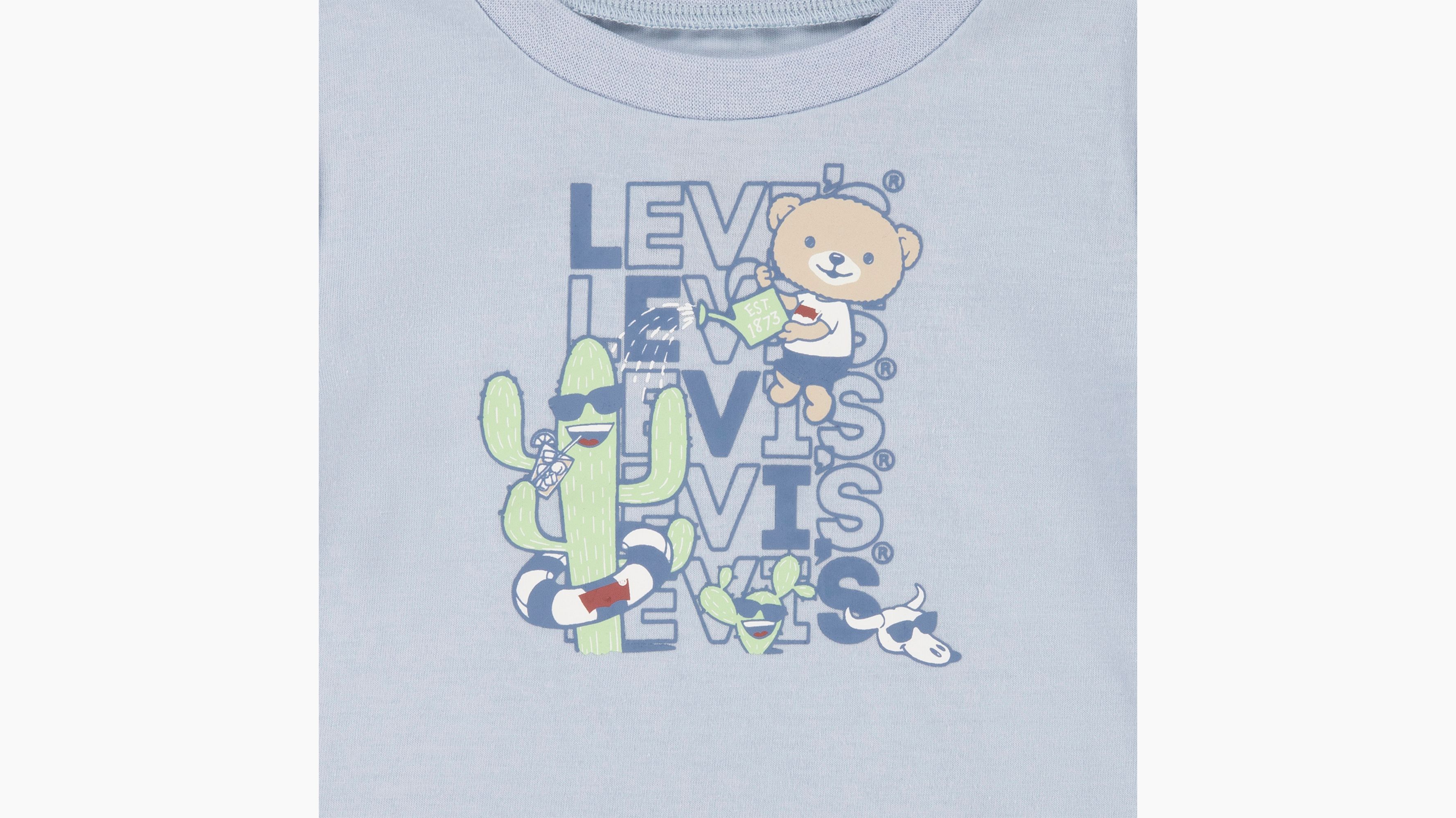 Bébé t-shirt logo et animaux à impression décalée - Niagra Mist - Bleu