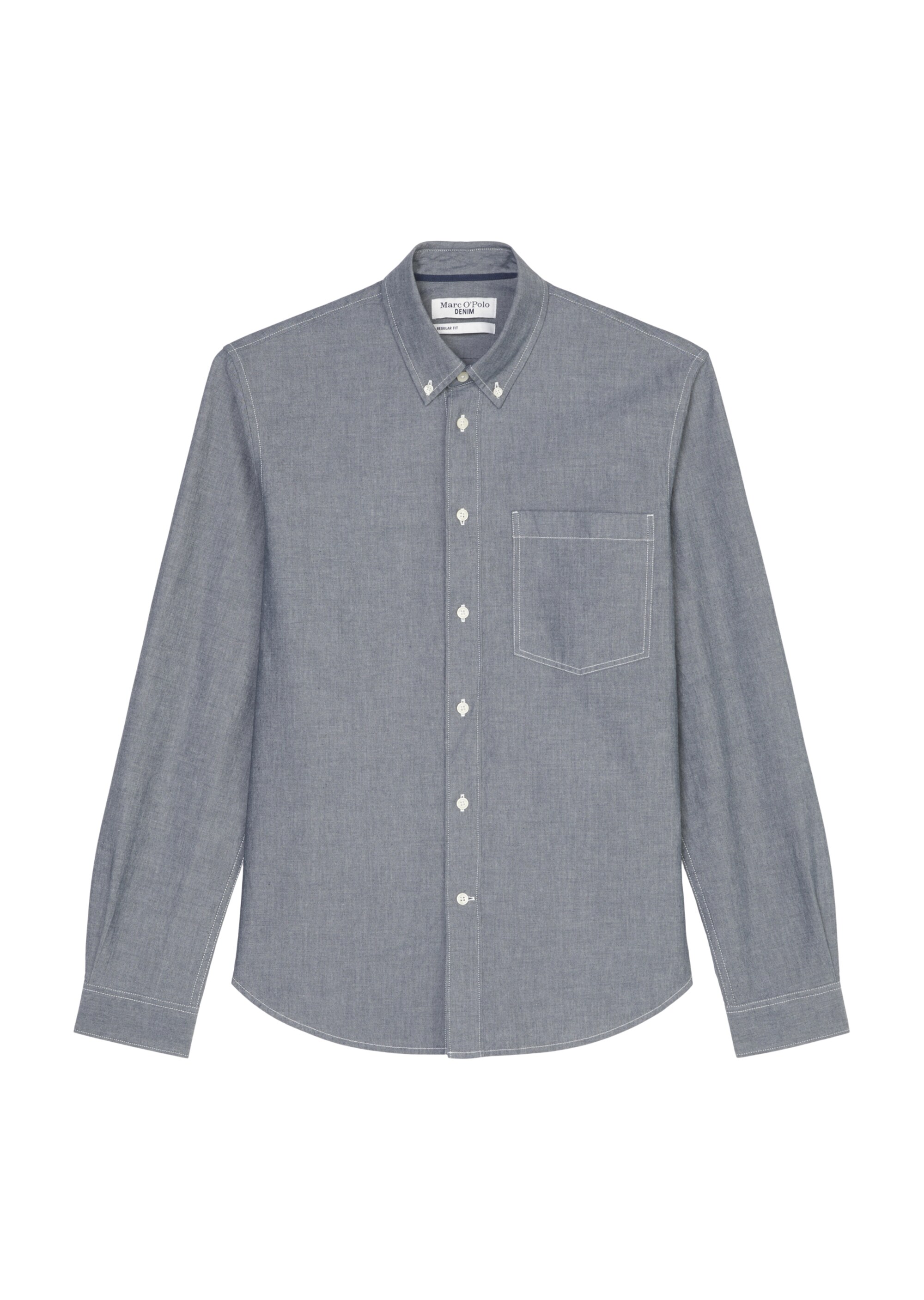 Chambray-Hemd regular mit Button-Down-Kragen