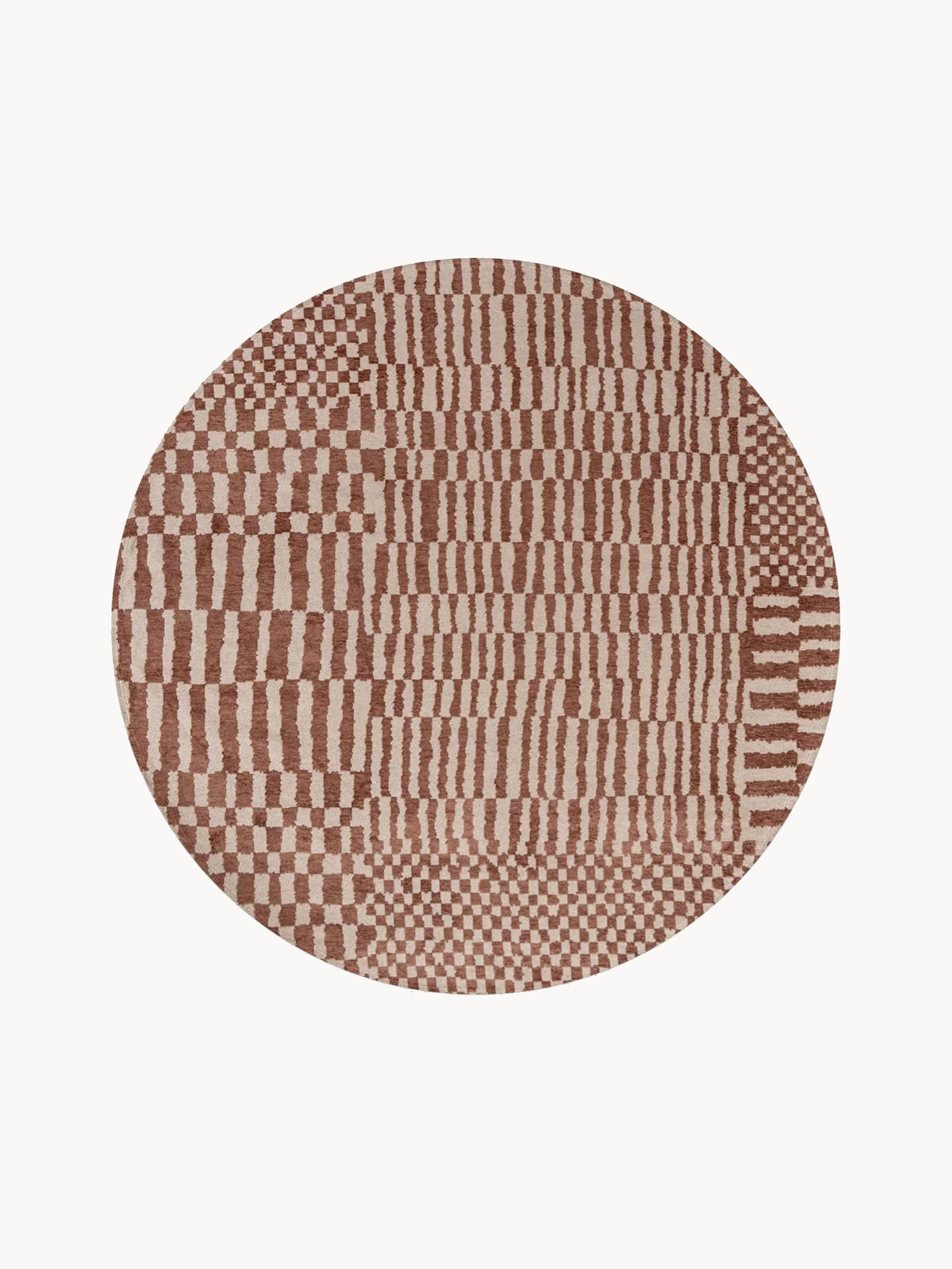 Rond jacquard in- & outdoor vloerkleed Berber, wasbaar