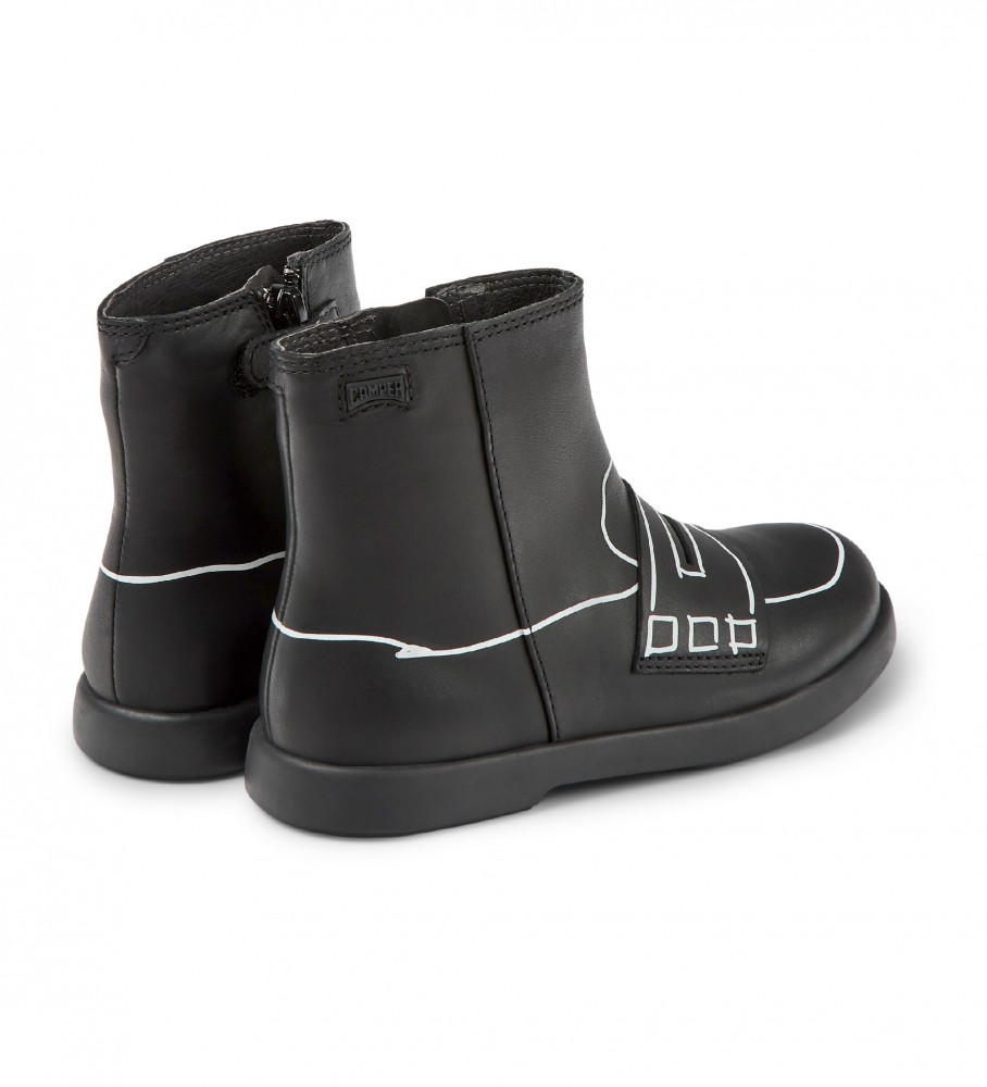 Botas de cano curto Camper Duet Twins em couro preto
