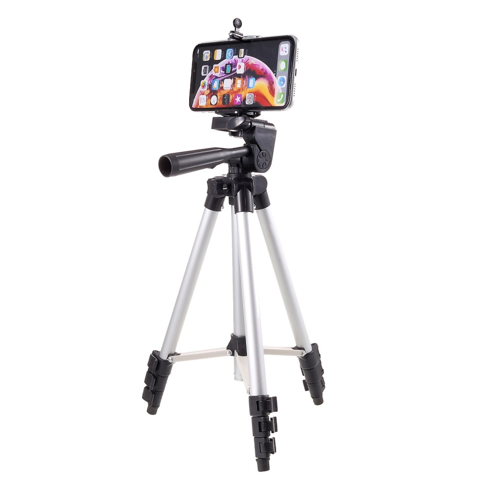 (102cm) Aluminium Tripod Dreibein Stativ Halterung für Handys / Smartphones (Breite 53-87mm) - Schwarz / Silber