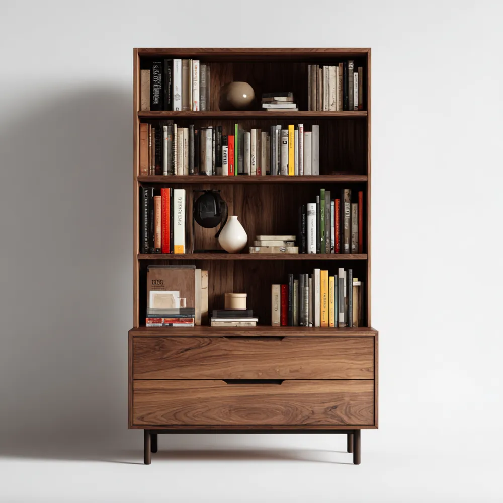 Bücherregal mit Schubladen Walnuss 180x90x35 cm – Zeitgenössisches Des