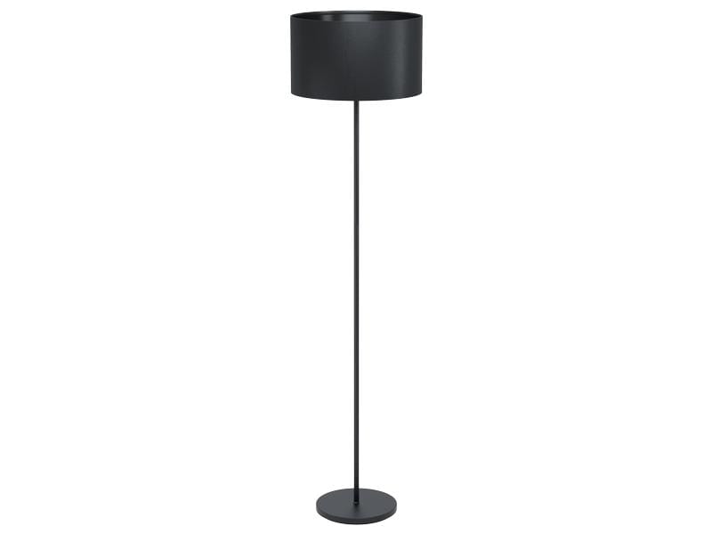 EGLO Leuchten Stehleuchte MASERLO 1x E27, Schwarz Schlichte, schwarze Leuchte mit Textilschirm